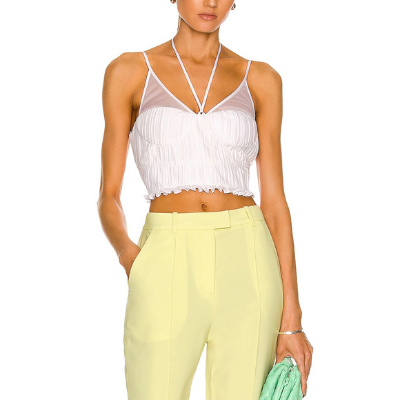 Simkhai 'Lottie' White Poplin Halterneck Crop Top Size 0 - Picture 1 of 5